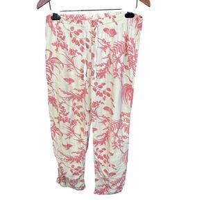 Gap Body Botanical Bird Print Pajama Pants Women's M Pink Lounge Bottoms